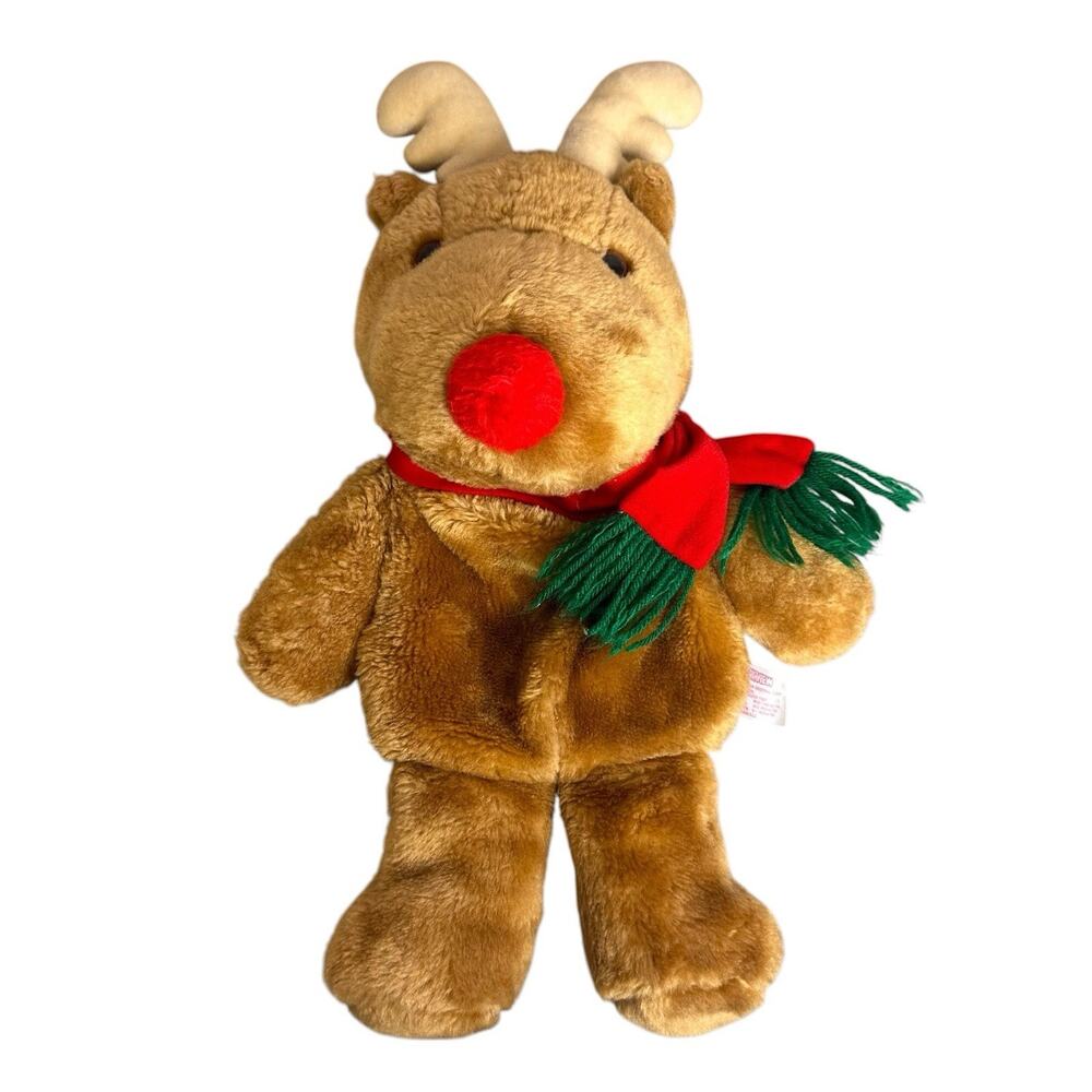 Fairview Reindeer Scarf 3D Plush Christmas Stocking Pouch Vintage 80s
